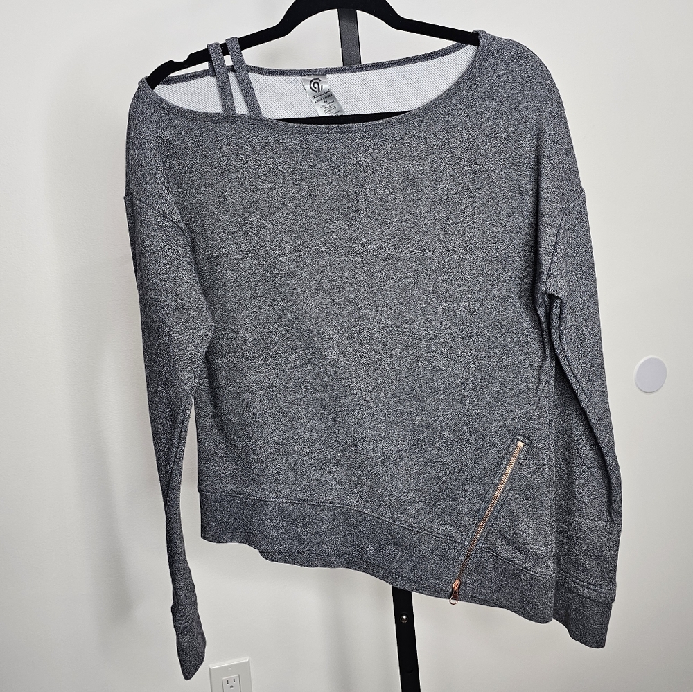 Women's Asymmetrical C9 Cold Shoulder Gray Sweatshirt